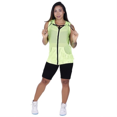 Colete Orbis Fitness Tela Furos Neon Esportivo - Feminino - Foto 3