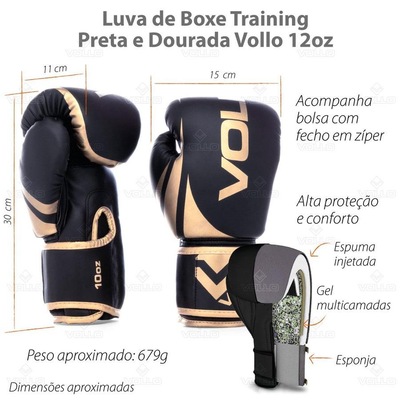 Luva de Boxe Muay Thai Kickboxing Vollo Training 12 oz - Foto 5