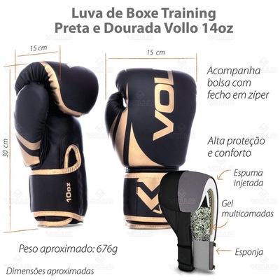 Luva de Boxe Muay Thai Kickboxing Vollo Training 14 oz - Foto 4