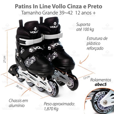 Patins Vollo VPC251G - In Line - Fitness - Ajústavel - ABEC5 - Adulto - Foto 5