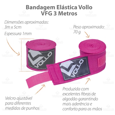 Bandagem Elástica Vollo Boxe Muai Thai - 3 metros - Foto 5