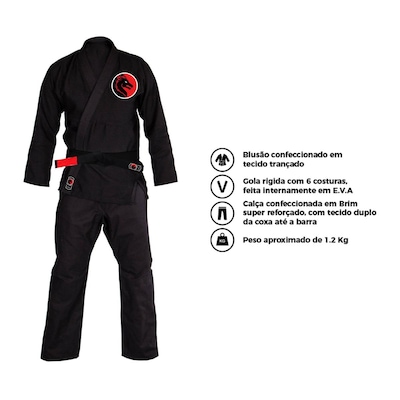 Kimono Jiu jitsu Trançado Blackdragon One - Adulto - Foto 3