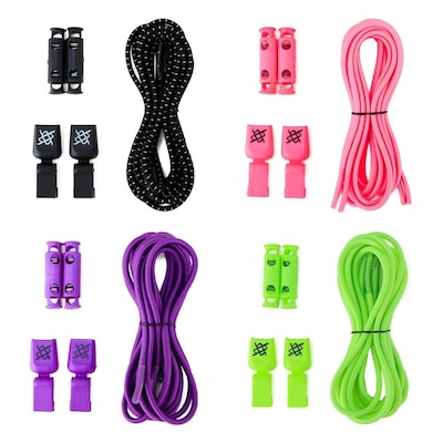 Cadarço Elástico HUPI LACES Corrida Colorido - Kit 04 Pares - Foto 1