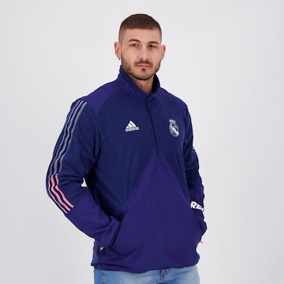 Blusão Fleece Real Madrid adidas Travel - Masculino - Foto 5