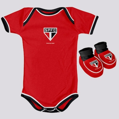 Kit de Uniforme de Futebol do São Paulo para Bebê: Body + Pantufa - Infantil - Foto 1
