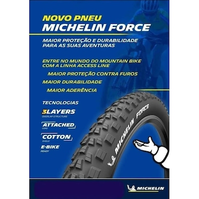 Pneu de Bike Michelin Aro 29 MTB Force 29 X 2.35 com Arame - Foto 4