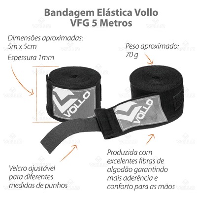 Bandagem Elástica Vollo Boxe Muai Thai - 5 Metros - Foto 5