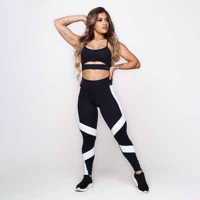Calça Legging AVA Fitness Wear Suplex Poliamida com Recorte - Feminina - Foto 4