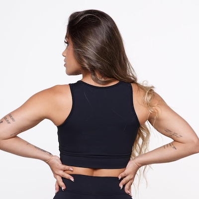 Top Fitness AVA Fitness Wear Suplex Poliamida com Abertura - Adulto - Foto 2