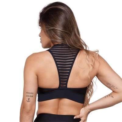 Top Fitness AVA Fitness Wear com Tule Canelado - Adulto - Foto 3