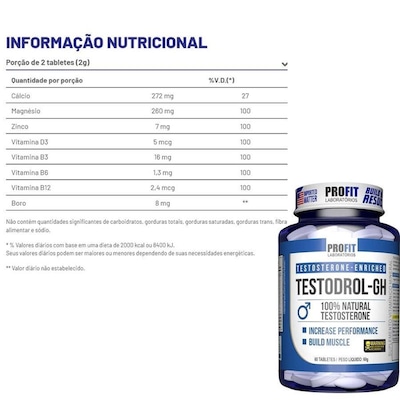 Testodrol Gh 100% Natural Profit Labs - 60 Tabletes - Foto 3
