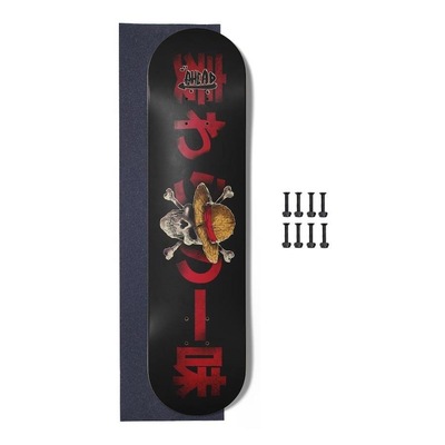 Kit Ahead com Shape de Skate 8.0 One Piece Skull Black + Lixa + Parafusos - Foto 1