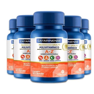 Kit de Polivitamínico A-Z Catarinense Pharma - 60 cápsulas - 5 unidades - Foto 1
