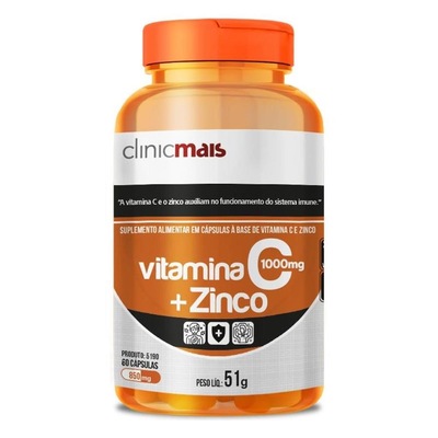 Kit de Vitamina C + Zinco Clinicmais 850mg - 60 cápsulas - 5 unidades - Foto 2