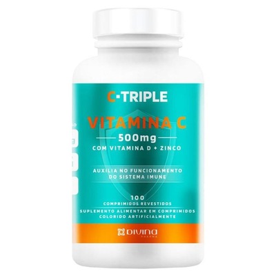 Kit 2 C-Triple Vitamina C 500mg + Zinco + D Divina - 100 Cápsulas - Foto 2