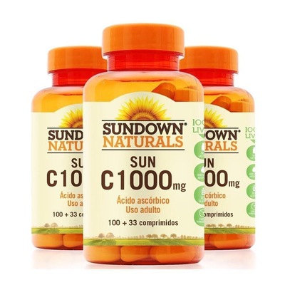 Kit de Vitamina C Sundown Naturals - 1000mg - 100 Tablets - 3 Unidades ...