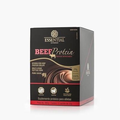 Beef Protein Essential Nutrition - Cacau - Display com 15 Saches de 32g - Foto 1