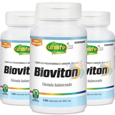 Kit de Bioviton Multivitamínico Unilife - 120 Cápsulas - 3 Unidades - Foto 1