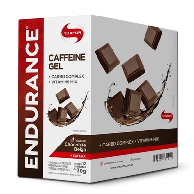 Kit de Endurance Caffeine Gel Vitafor - Chocolate Belga - 12 sachês - 3 unidades - Foto 2