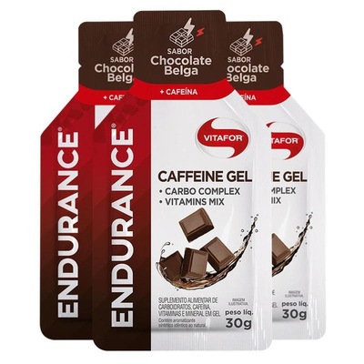 Kit de Endurance Caffeine Gel Vitafor - Chocolate Belga - 12 sachês - 3 unidades - Foto 1