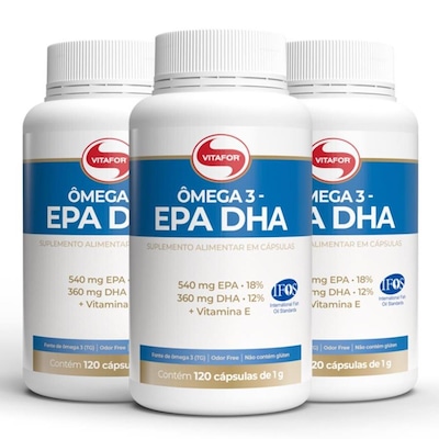 Kit de ômega 3 EPA DHA 1000mg Vitafor - 120 cápsulas - 3 unidades - Foto 1