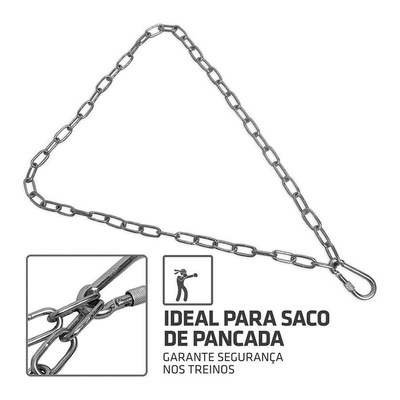 Kit de Boxe Muvin: Corrente para Saco de Pancada em Aço - 150 cm + Mosquetão com Rosca de Travamento - Foto 2