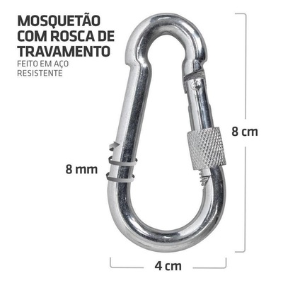 Kit de Boxe Muvin: Corrente para Saco de Pancada em Aço - 150 cm + Mosquetão com Rosca de Travamento - Foto 4