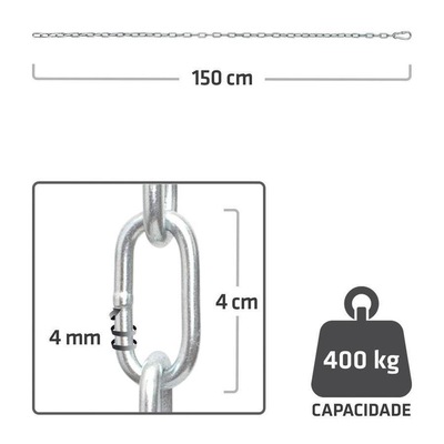 Kit de Boxe Muvin: Corrente para Saco de Pancada em Aço - 150 cm + Mosquetão com Rosca de Travamento - Foto 5