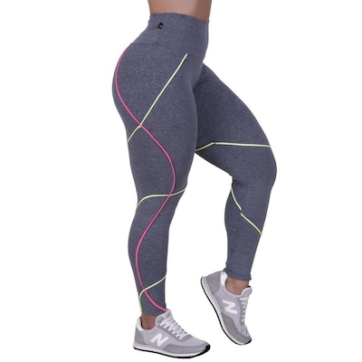 Calça Legging Orbis Fitness Recortes Cós Alto Modeladora Suplex - Feminina - Foto 2