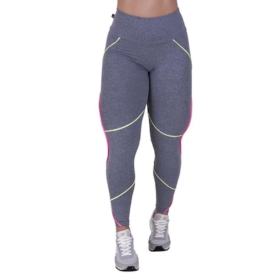 Calça Legging Orbis Fitness Recortes Cós Alto Modeladora Suplex - Feminina - Foto 1