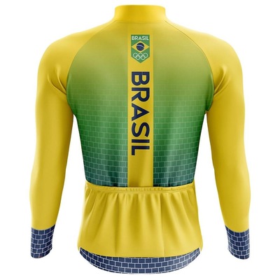 Camisa de Ciclismo Manga Longa Masculina Seleção Brasil UV50 - Foto 2