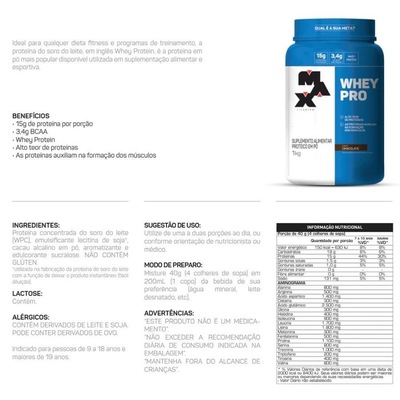 Whey Protein Concentrado Pro Chocolate Max titanum - 1kg - Foto 3