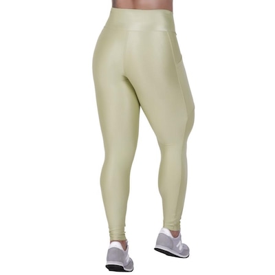 Calça Legging Orbis Fitness Recorte Lateral Bolso Efeito Laminado - Feminina - Foto 2