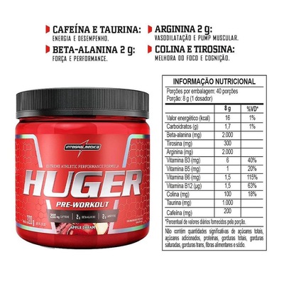 Huger Pre-Workout Integralmédica - 320g - Foto 1