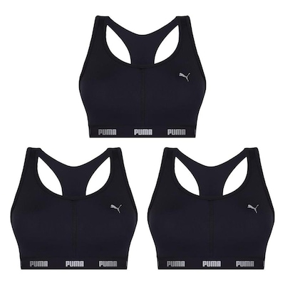 Kit Top Fitness Puma Nadador com Bojo - Feminino - 3 unidades - Foto 1