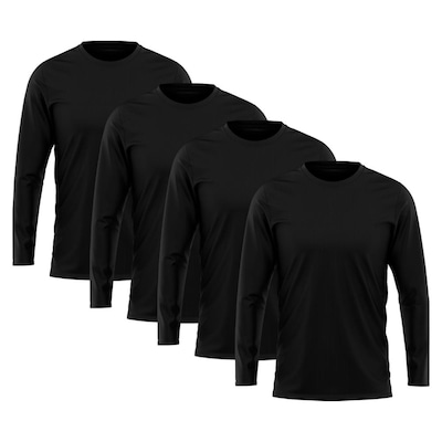 Kit de Camiseta Manga Longa Rony Versátil Térmica Segunda Pele Proteção Solar Uv 50+ - 4 Unidades - Masculina - Foto 1