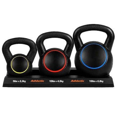 Kit de Kettlebell Athletic Revestido - 3 Pesos - Foto 1
