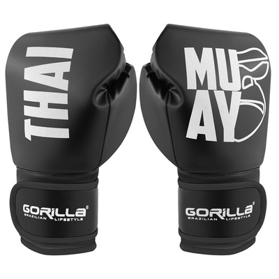 Luva de Muay Thai 12 Oz Expressive Black Gorilla Boxe Kickboxing Fight MMA Combate Profissional - Foto 2