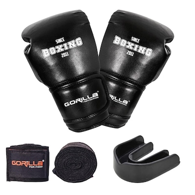 Kit Boxe Luva 12 Oz + Bandagem Elástica + Protetor Bucal Moldável Gorilla - Foto 1