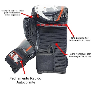 Kit de Treino Boxe Rhino com Luva + Bandagem+ Bucal + Bolsa - Adulto - Foto 3