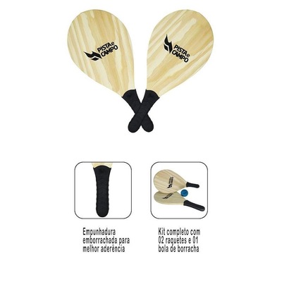 Kit de Frescobol Pista e Campo Jogo de Praia com Raquetes e Bola - Foto 3