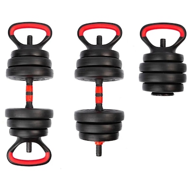 Kit Musculação Completo Yangfit com Barra Anilha + Halter Kettlebell - 30kg - Foto 5