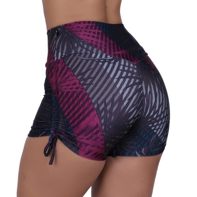Shorts Curto Fitness Orbis Cadarço Franze Lateral Estampado - Feminino - Foto 4