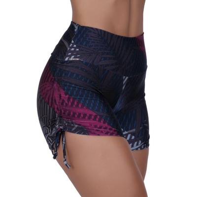 Shorts Curto Fitness Orbis Cadarço Franze Lateral Estampado - Feminino - Foto 1