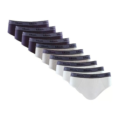 Kit 10 Cueca Mash Slip Algodão Elástico Binado Confortável Masculina - Foto 1