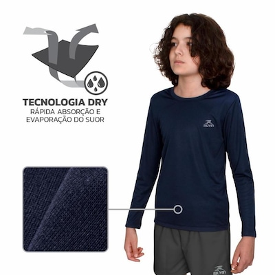 Camiseta Muvin Manga Longa Dry Basic LS FPS50 - Infantil - Foto 4