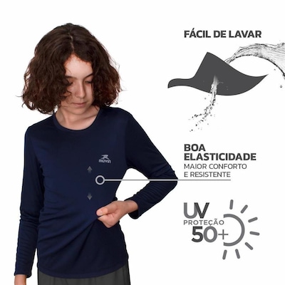 Camiseta Muvin Manga Longa Dry Basic LS FPS50 - Infantil - Foto 5