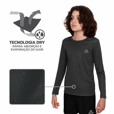 Camiseta Muvin Manga Longa Dry Basic LS FPS50 - Infantil - Foto 4