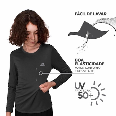 Camiseta Muvin Manga Longa Dry Basic LS FPS50 - Infantil - Foto 5