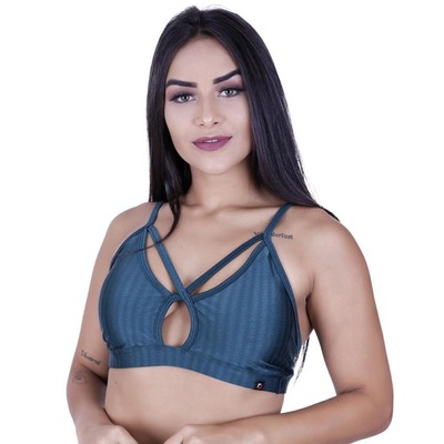 Top Fitness com Bojo Orbis Alcinhas Tiras Decote Cirrê - Feminino - Foto 1